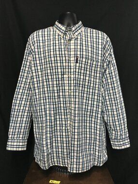 Chaps Ralph Lauren Men's Button Down Shirt Checkered Blue Cotton